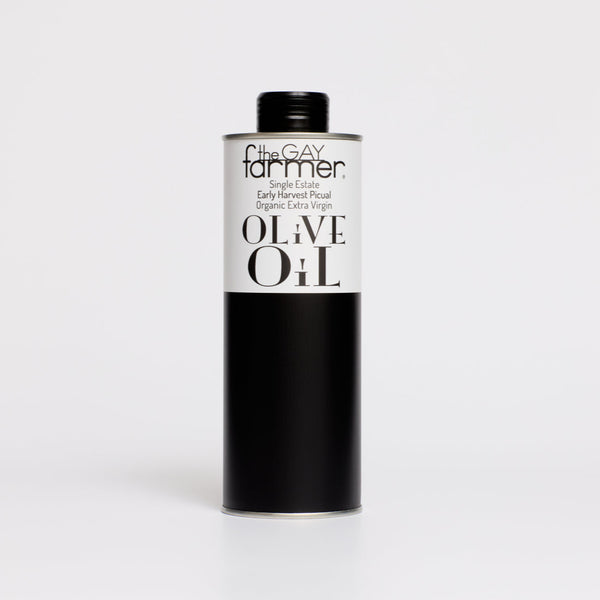 The Gay Farmer Early Harvest Picual October 2024 Organic Extra Virgin Olive Oil 500ml / Free GB mainland delivery with 2 cans or more.